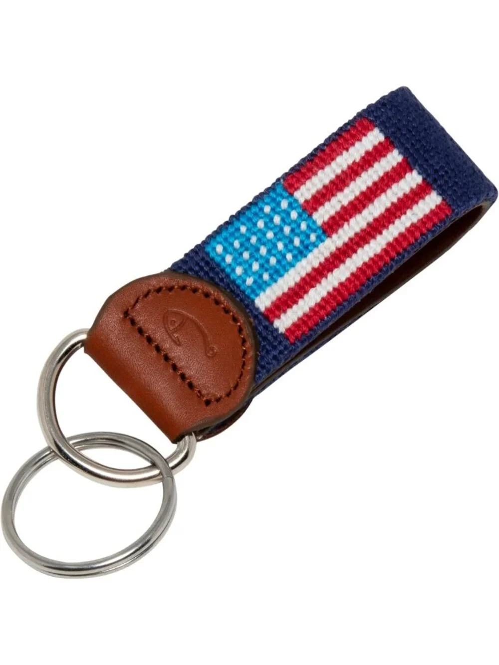 Hand-Stitched Leather Needlepoint Key Fob | Stylish Key Chain Accessory